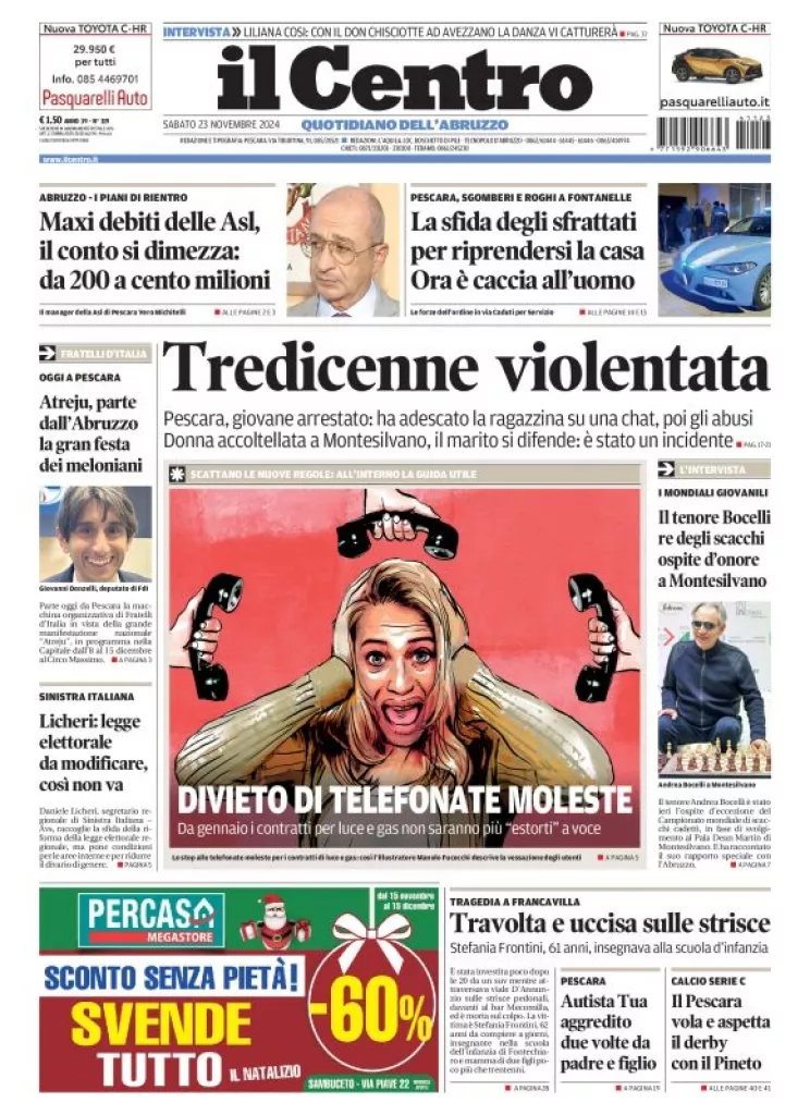 Prima-pagina-il centro-oggi-edizione-del-2024-11-23